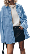 Oversized Jean Jacket Women Casual Button Up Denim Overshirt