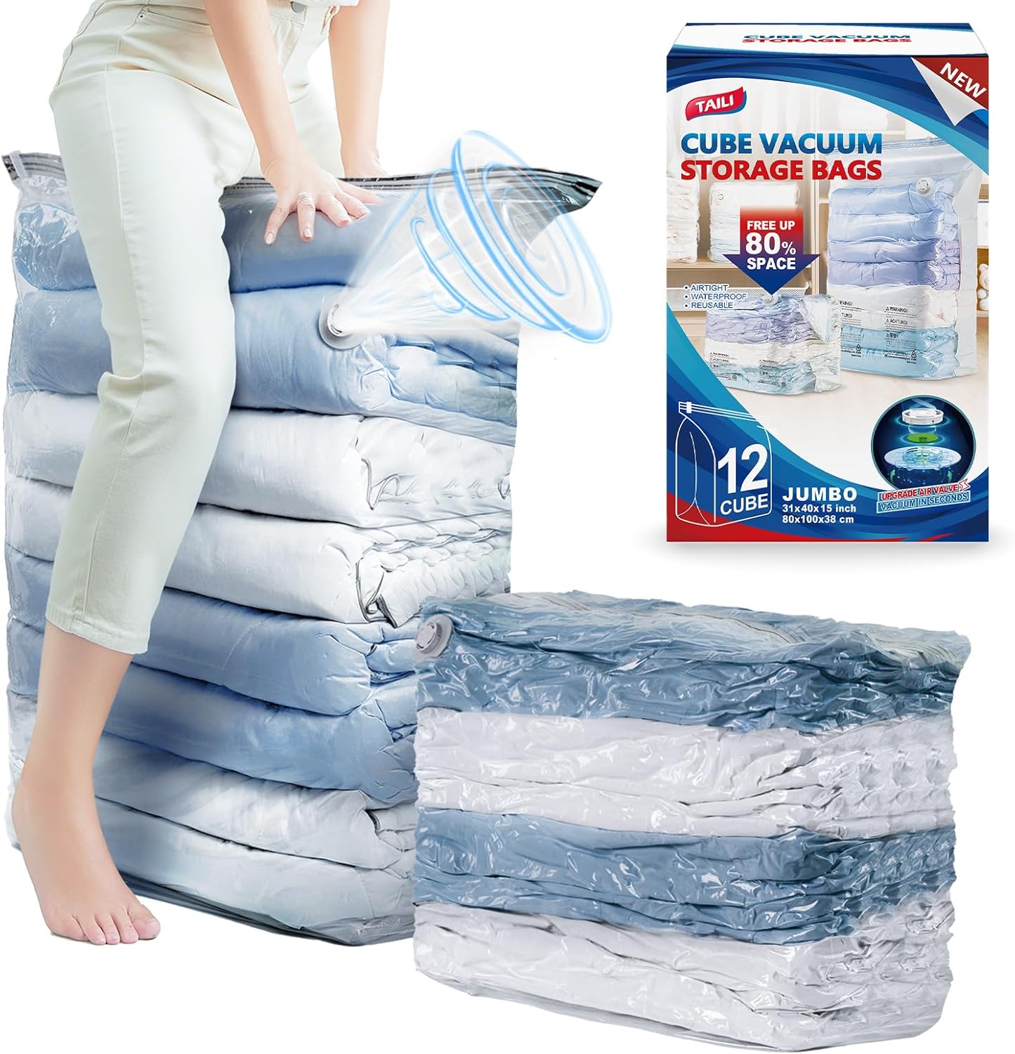 Jumbo Cube Vacuum Storage Bags for Comforters and Bedding