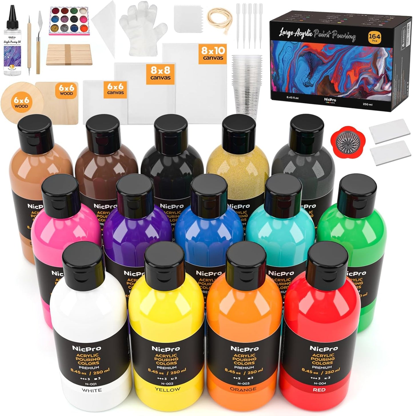 Nicpro Acrylic Pour Paint Supplies Kit for Creative Art Projects