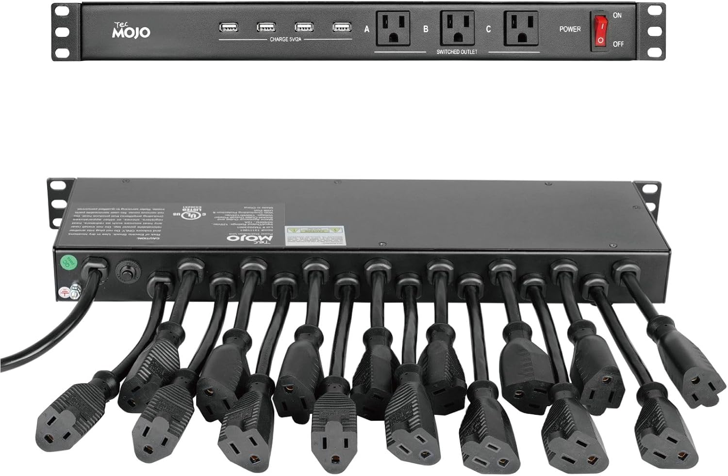 Tecmojo 1U Rack Mount PDU Power Strip - Efficient Power Distribution