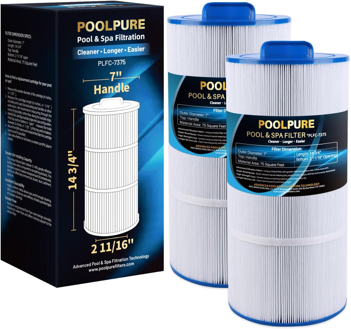 POOLPURE C-7375 Spa Filter Cartridge for Superior Filtration