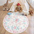 Collive Pink Bow Round Rugs for Girls - Cozy Floral Decor