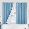 Full Blackout Window Curtains for Baby Boy Bedroom - Blue Linen Panels