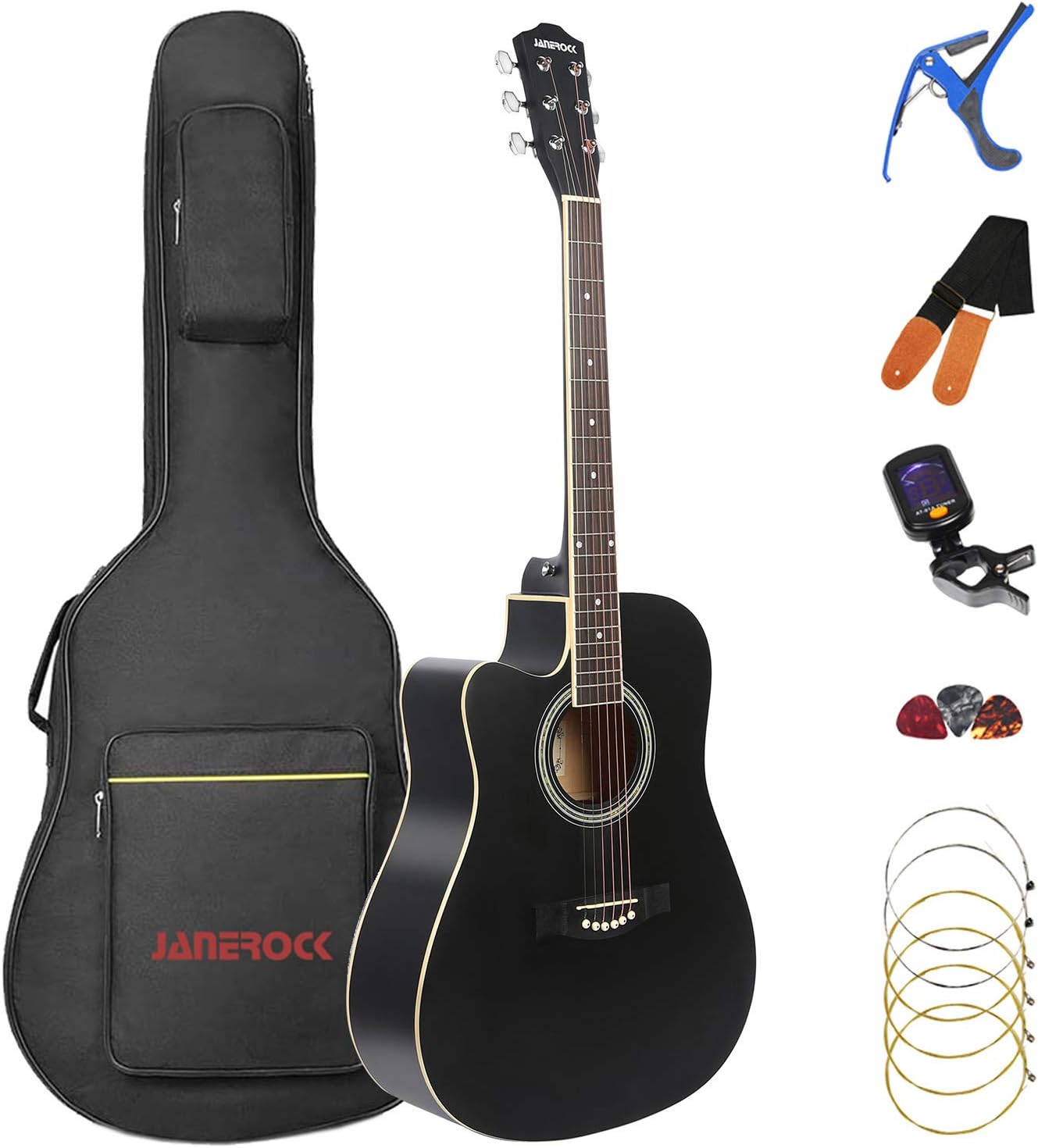 Left Handed Acoustic Guitar Cutaway 41 inch Beginner Package