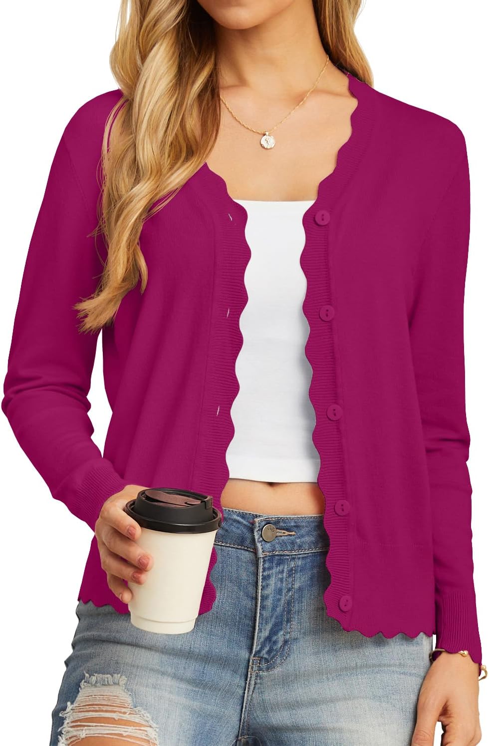 GRECERELLE Women's Long Sleeve V-Neck Cardigan for Style