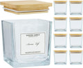 10oz Square Candle Jars with Bamboo Lids - 9 Pack Creahaus