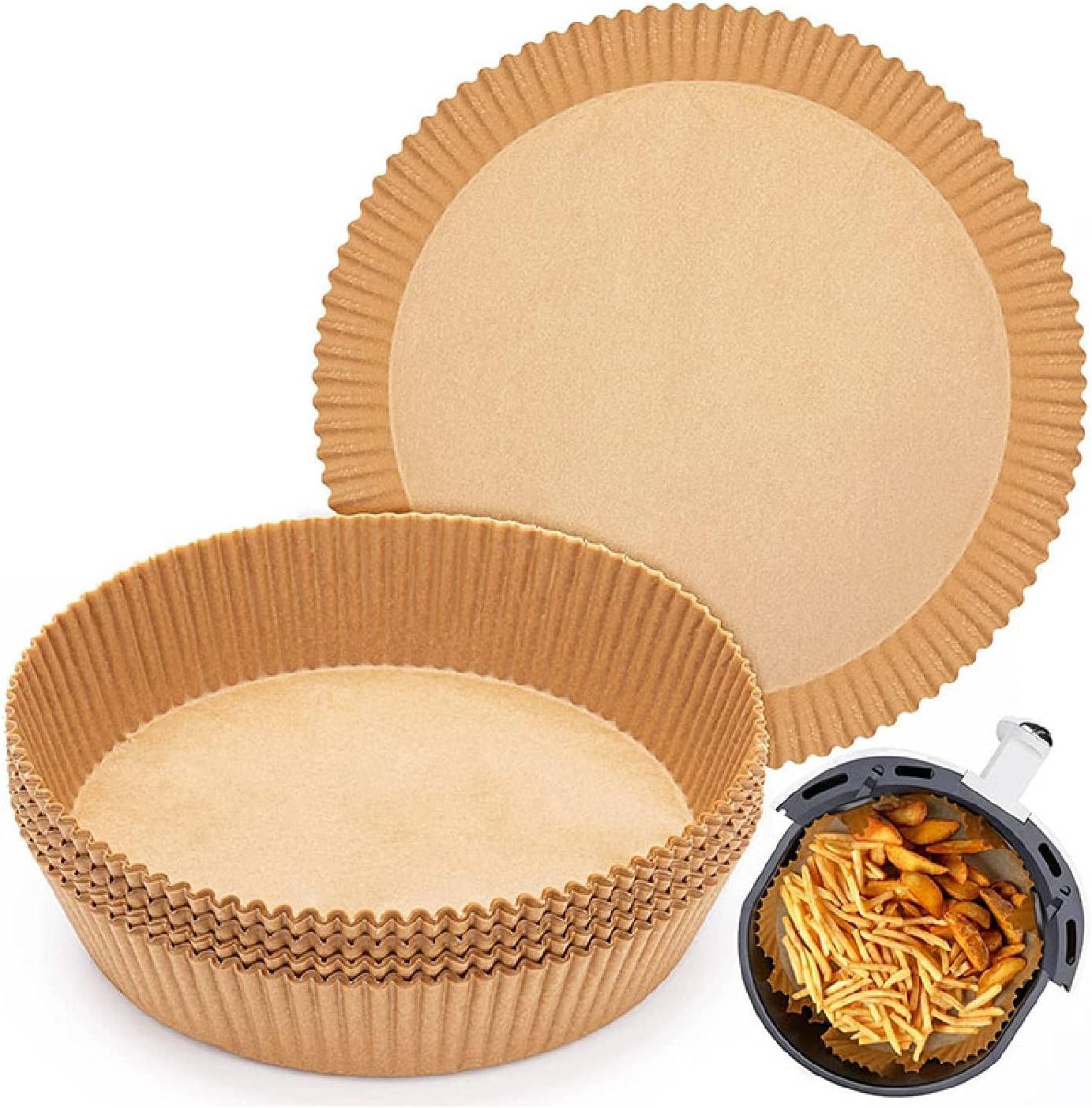 100 Non-Stick Air Fryer Liners | Oil-Proof & High Temp Resistant | 6.3 Sheets