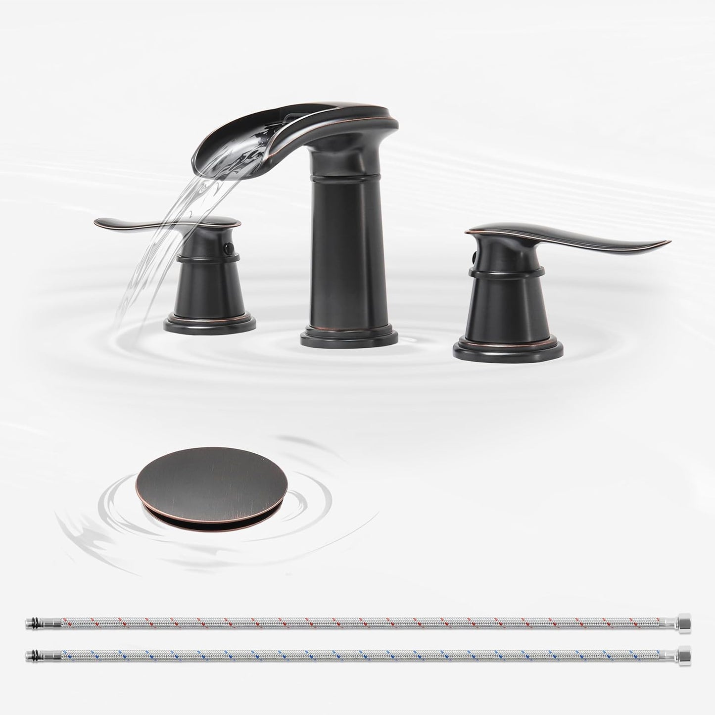 BWE Waterfall Bathroom Faucet with Dual-Handle Control Design