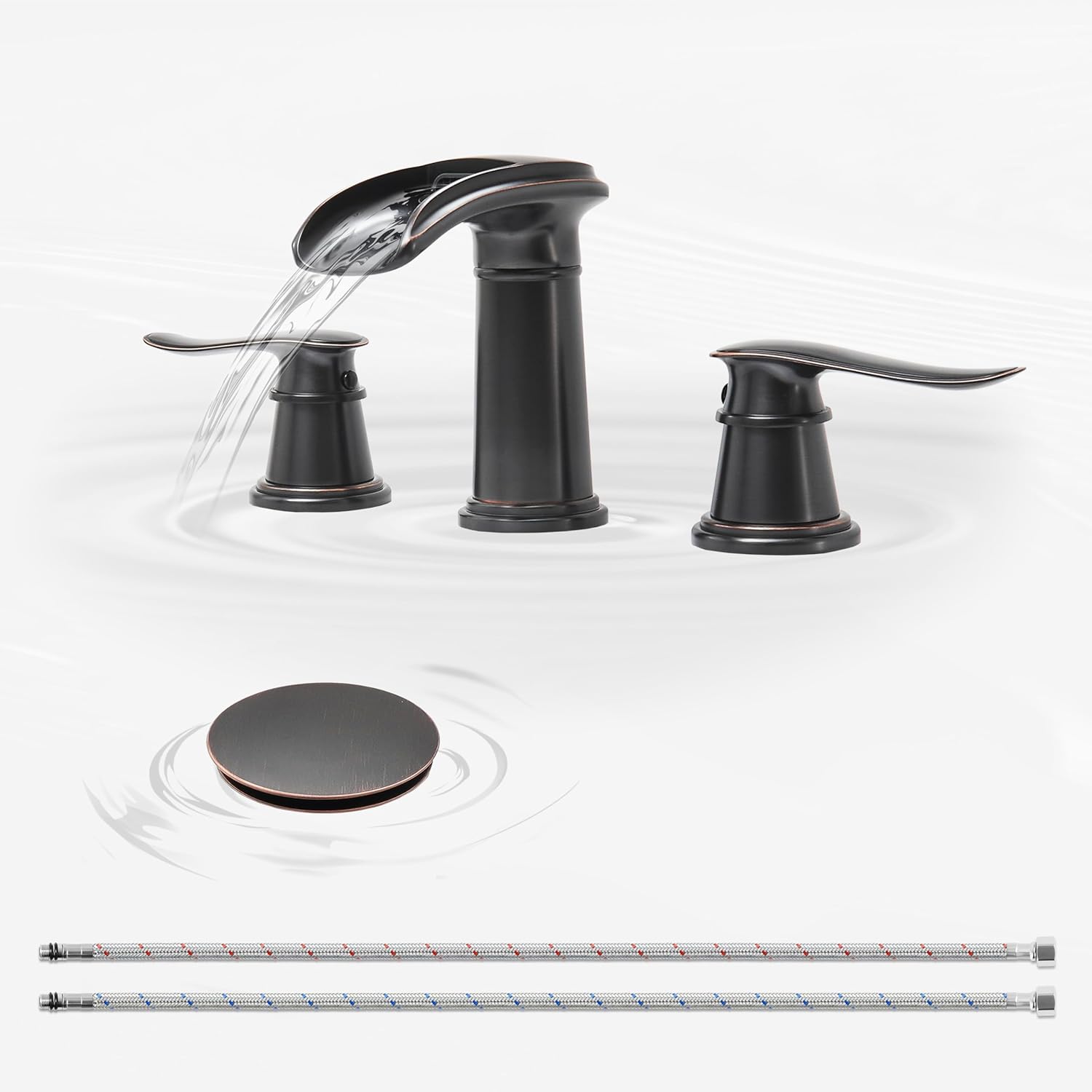 BWE Waterfall Bathroom Faucet with Dual-Handle Control Design