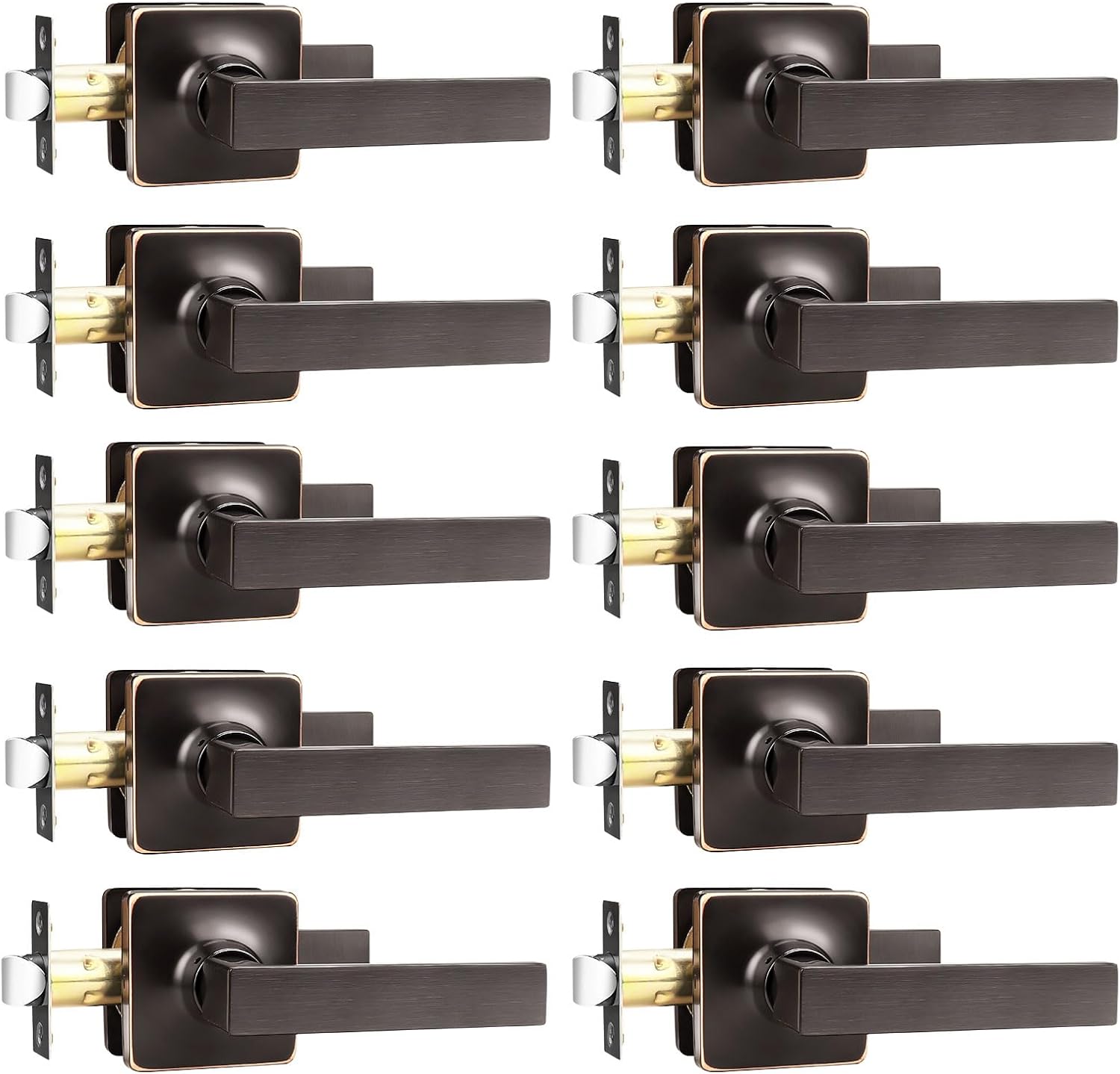 GOBEKOR Oil Rubbed Bronze Passage Lever Handles for Doors