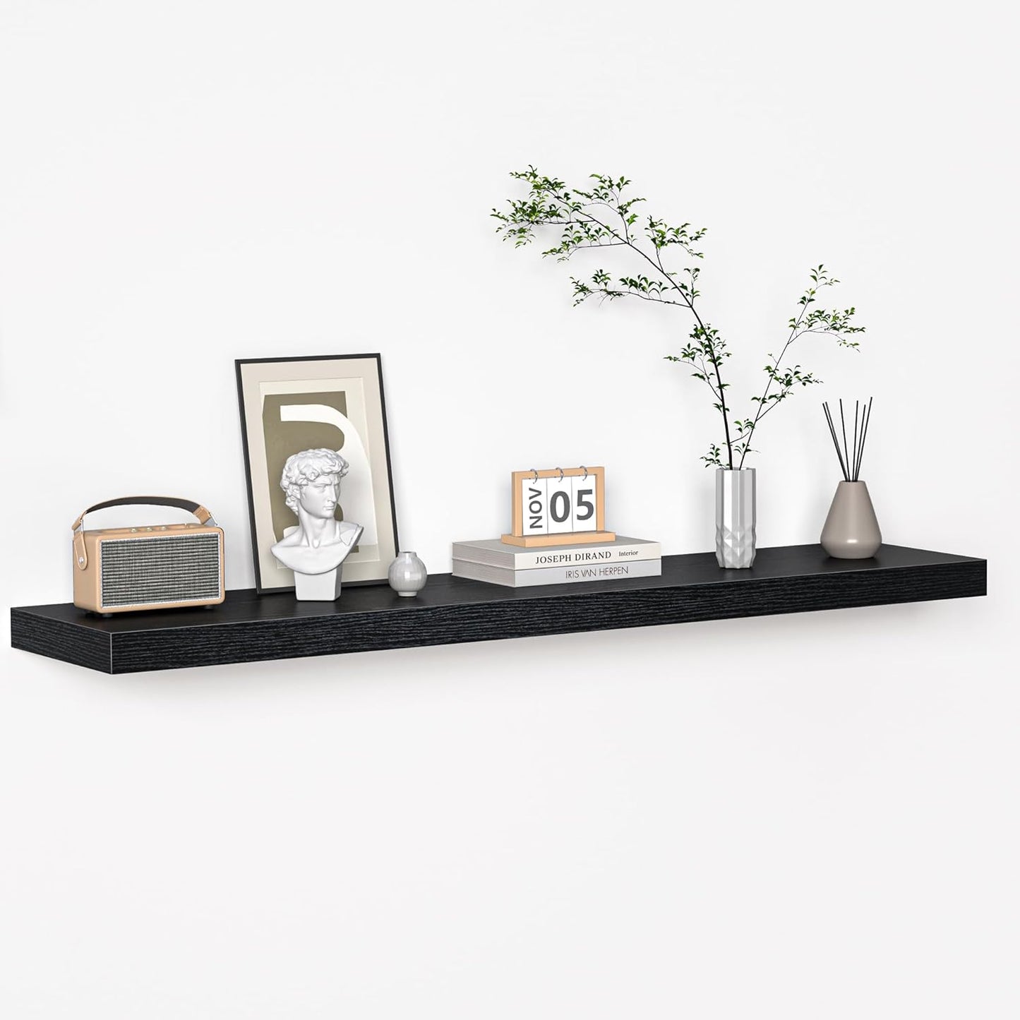 Floating Shelves - 48 Inch Rustic Black Wall Shelf for Decor