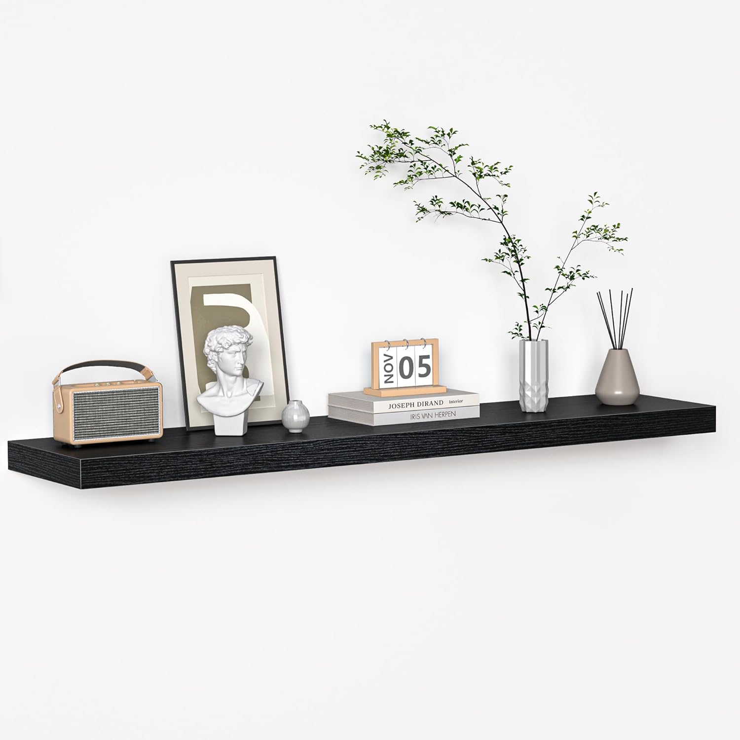 Floating Shelves - 48 Inch Rustic Black Wall Shelf for Decor