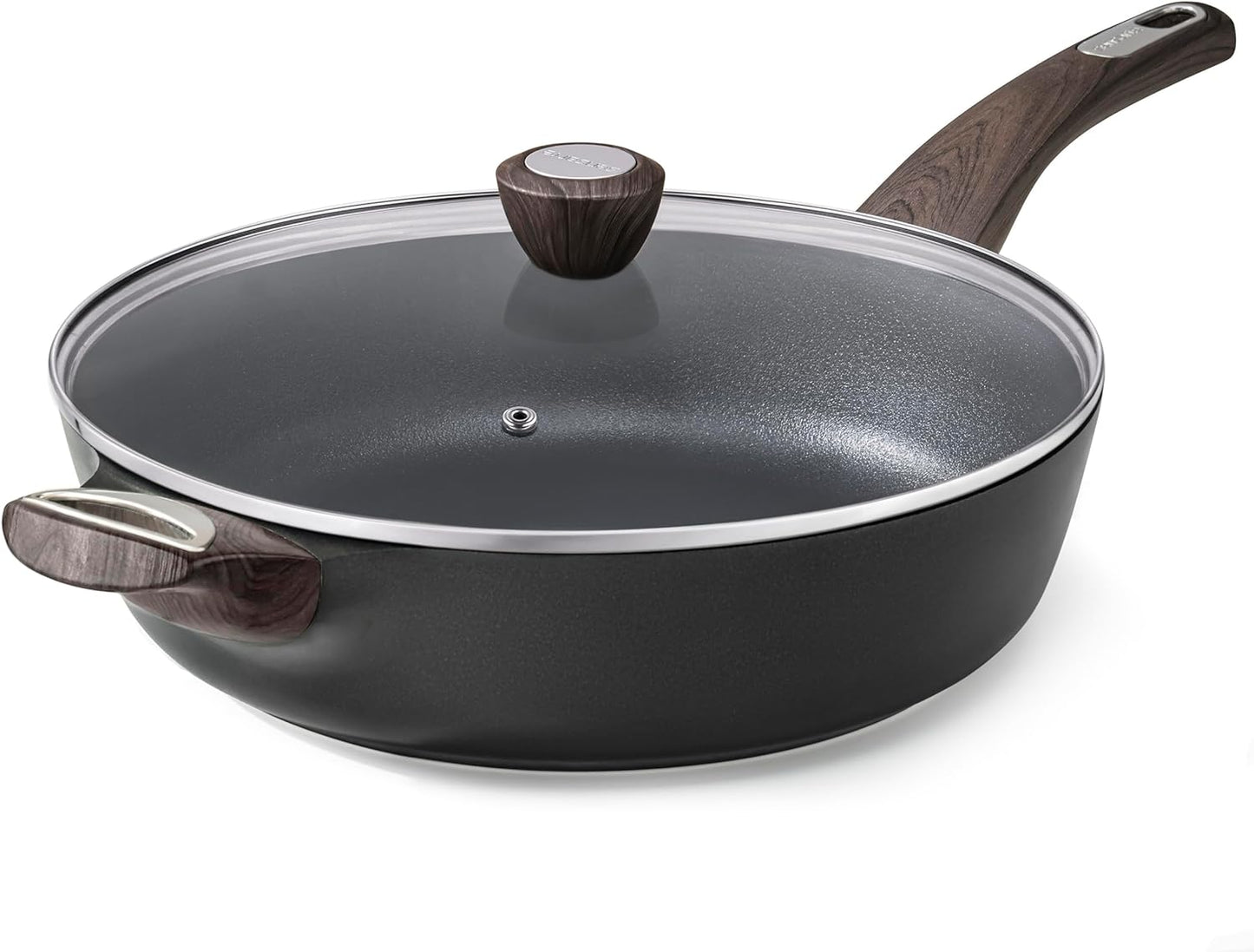 SENSARTE Nonstick Frying Pan Skillet with Lid, 13.3 Inch Deep Pan