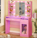 Vanity Desk with Mirror and Lights - Transparent Top Makeup Vanity
