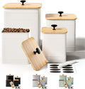 White Kitchen Canister Set of 4 with Chalkboard Labels - Large