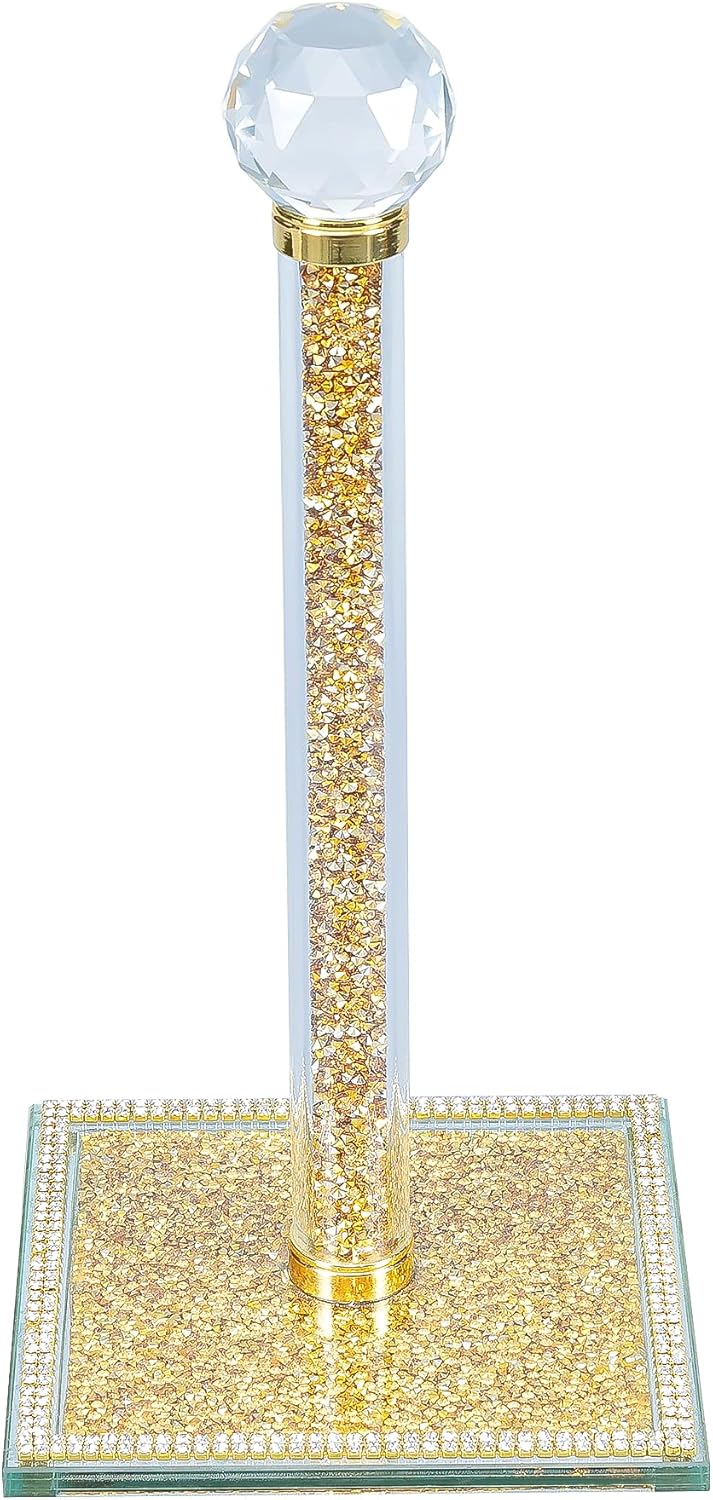 Hochance Gold Crystal Standing Paper Towel Holder for Kitchen
