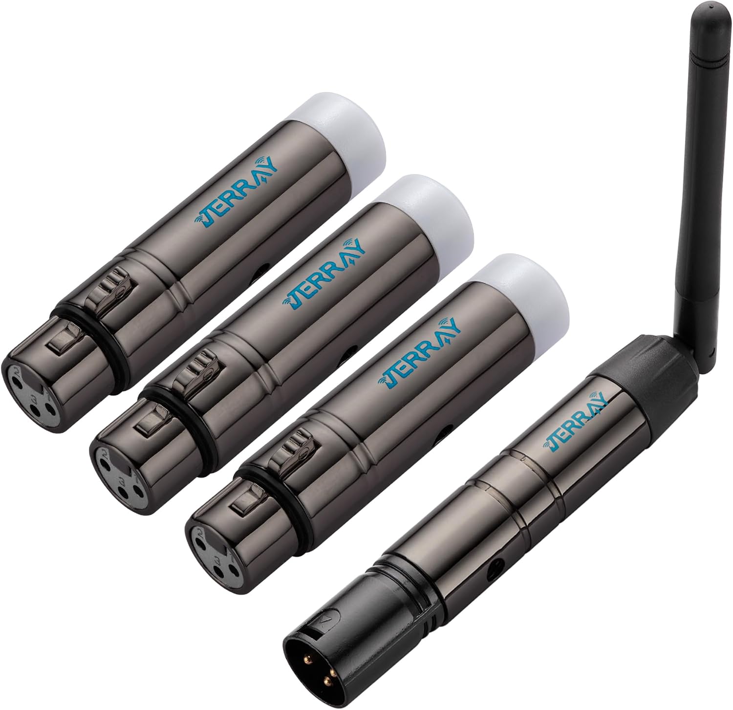 JERRAY 4Pcs DMX Wireless Receivers & Transmitter for Stage Lights