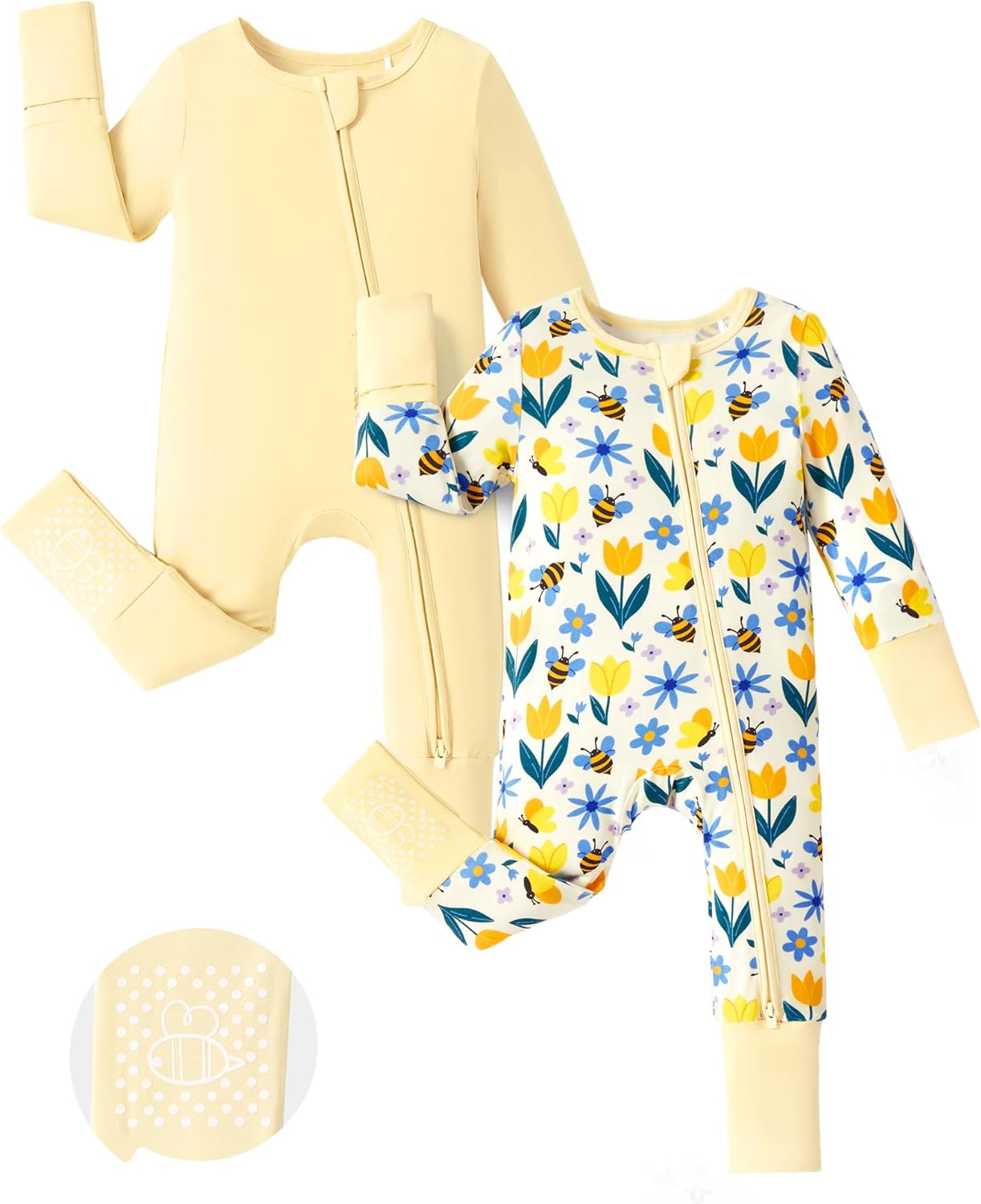 PATPAT Baby Footie Romper: Soft Bamboo, 2-Way Zipper & Mittens