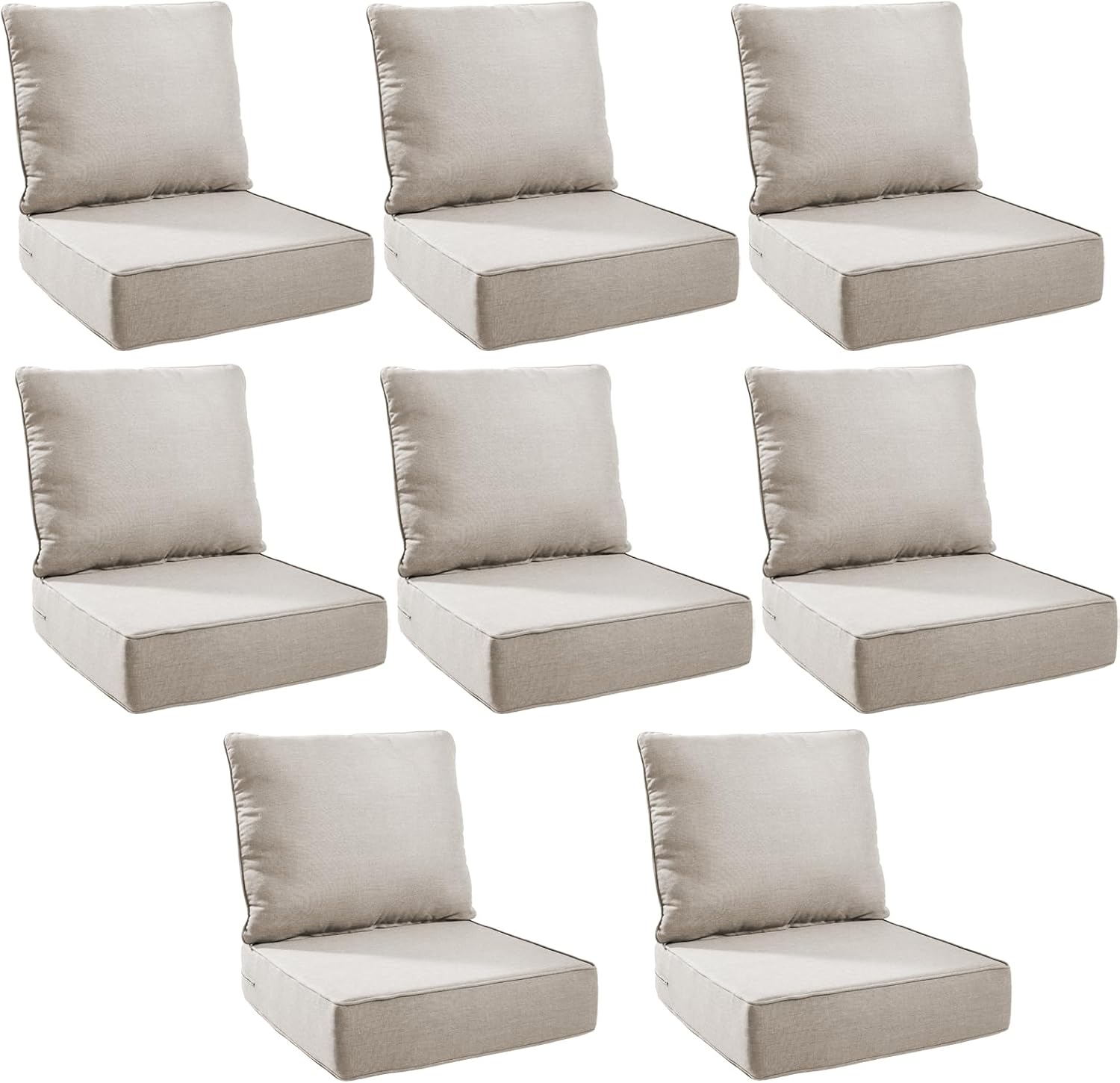 Outdoor Cushion Set for Patio Furniture - 8-Pack Beige Cushions