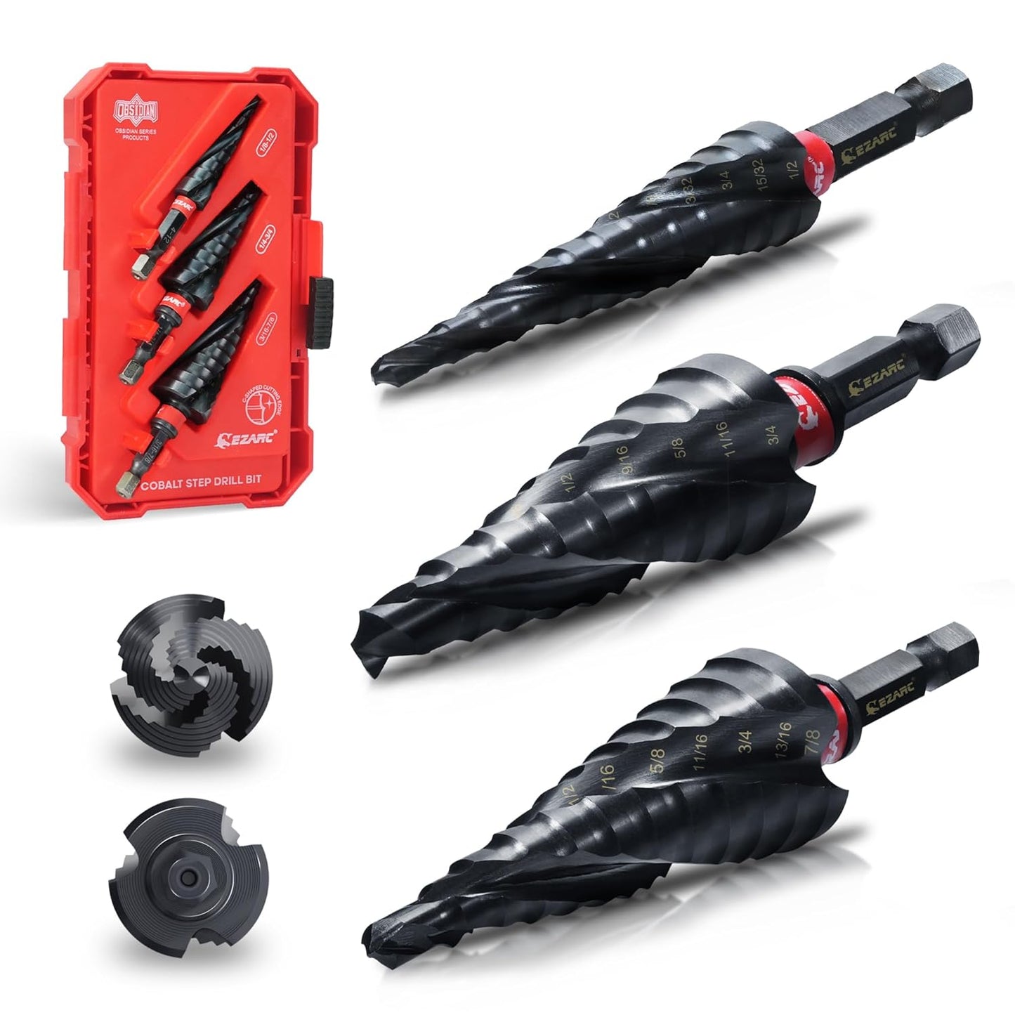 EZARC Step Drill Bit Set for Metal - M35 Cobalt Unibit 3pcs