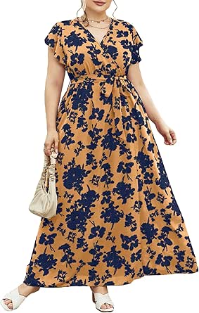 Plus Size Casual Boho Floral Maxi Dress for Summer Fun