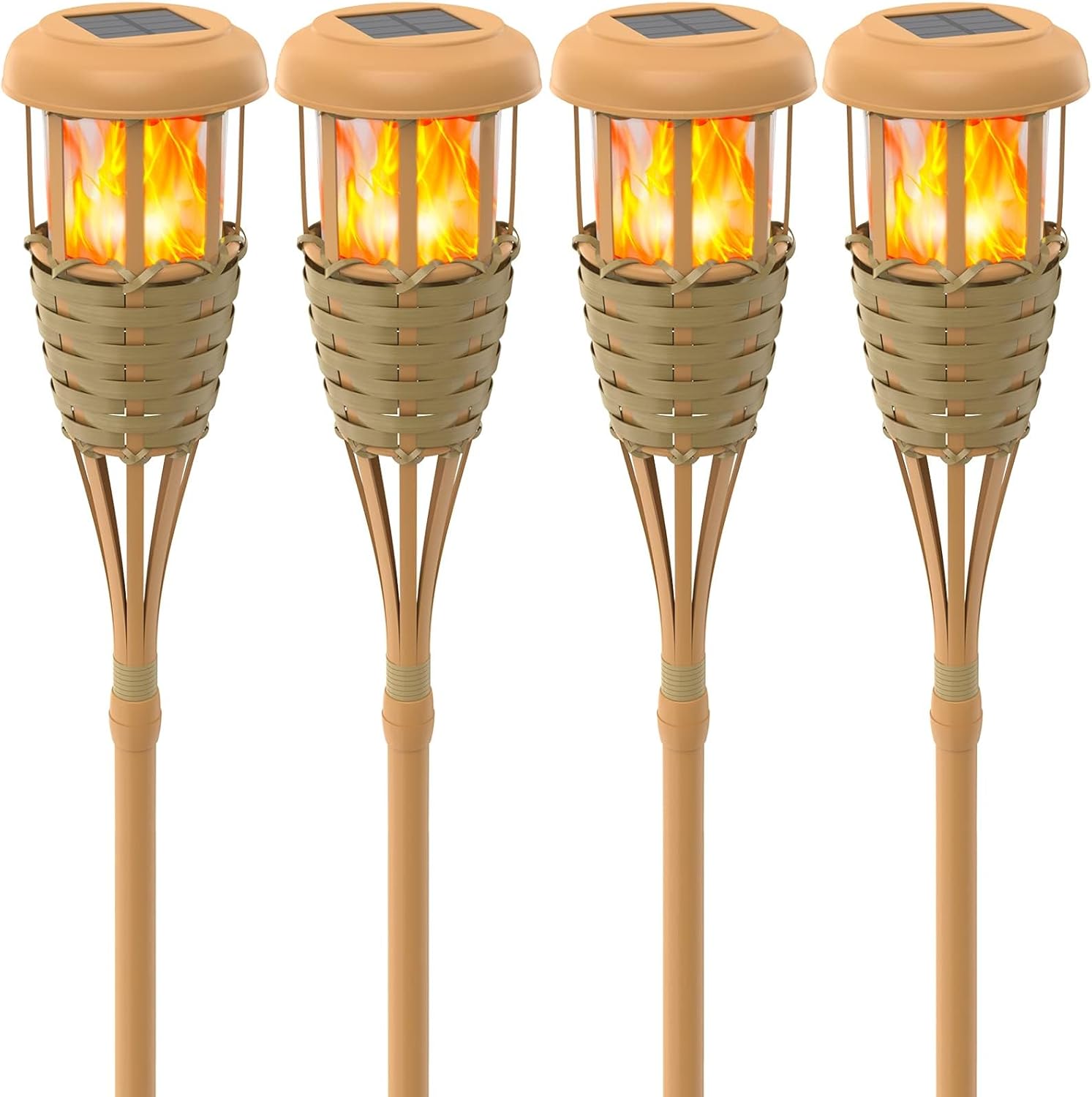 Solar Outdoor Lights with Flickering Flame for Yard Decor