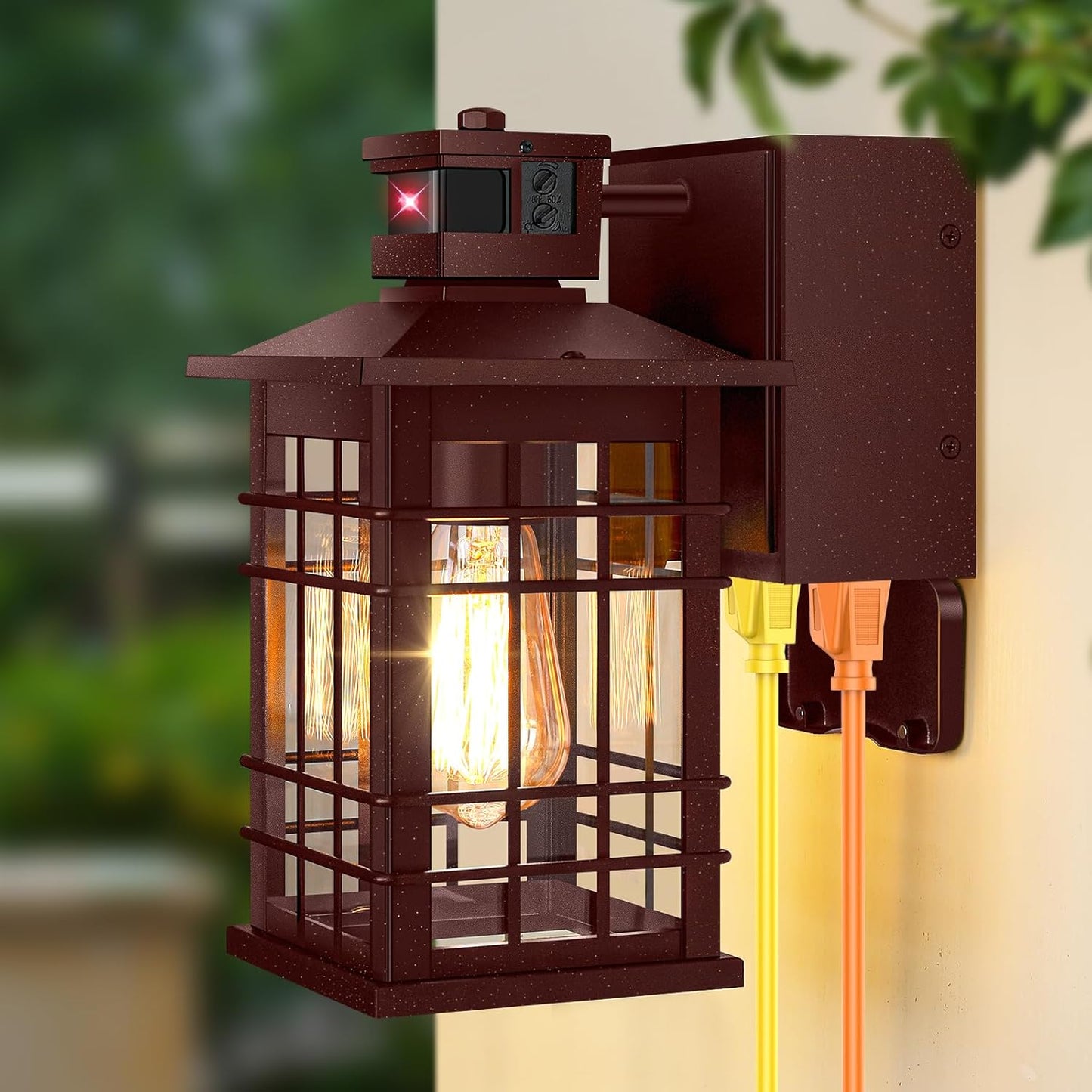 Motion Sensor Porch Light with GFCI Outlets for Outdoor Use