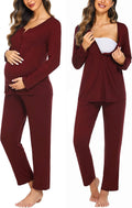 Maternity Nursing Pajama Set Long Sleeve - Lightweight Stretch