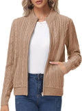 KANCY KOLE Zip Up Cable Knit Cardigan - Cozy Everyday Layer