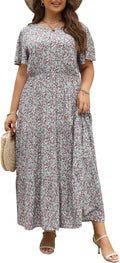 Nemidor Plus Size Maxi Dress for Curvy Women - Flowy Boho Fit Shoes