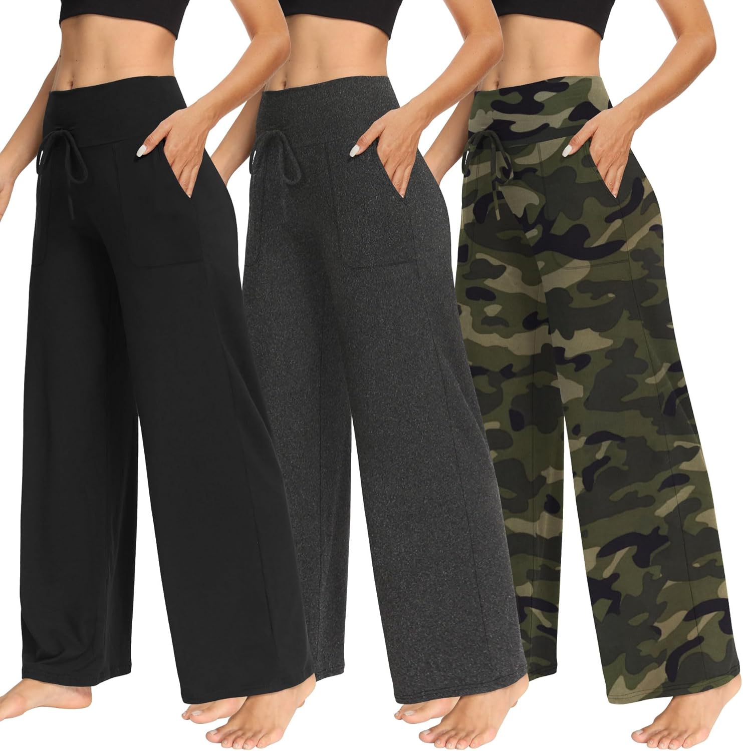 TNNZEET Women's Wide Leg Pants with Pockets for Casual Style