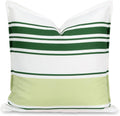 Coastal Green Stripe Patio Throw Pillow Cover 20in x 20in - Water