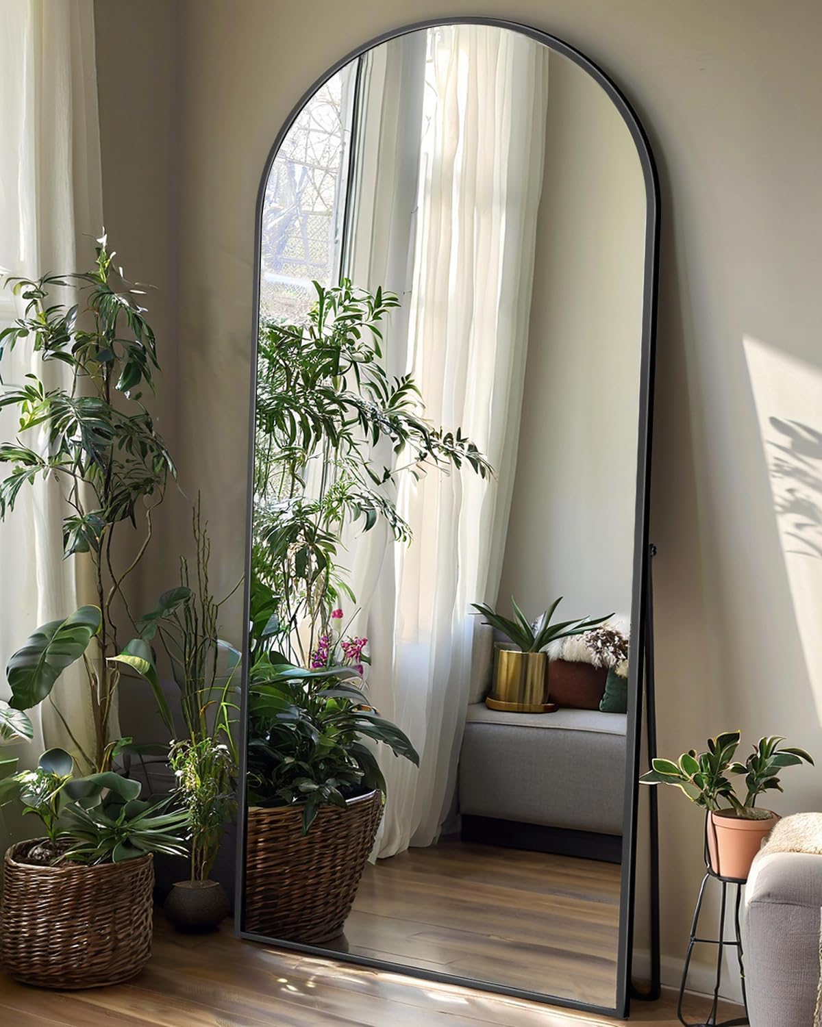 Arched Full Length Mirror with Stand for Elegant Home Decor