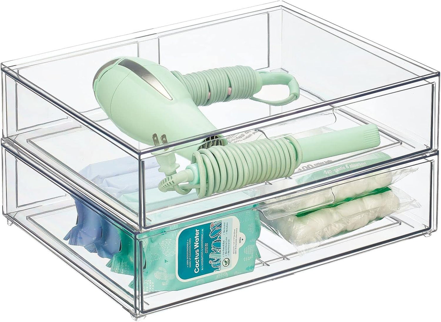 mDesign Wide Plastic Stackable Bathroom Storage Organizer Bin