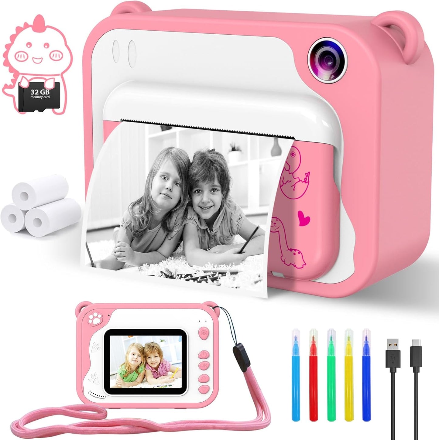 Dinosaur Kids Instant Print Camera - Creative Fun for Kids!