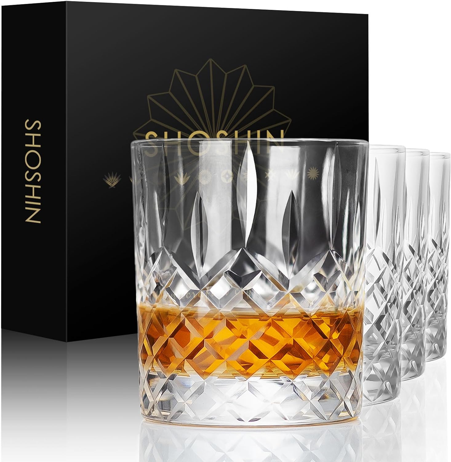 SHOSHIN Handmade Whiskey Glasses - Elegant Bourbon Gift Set