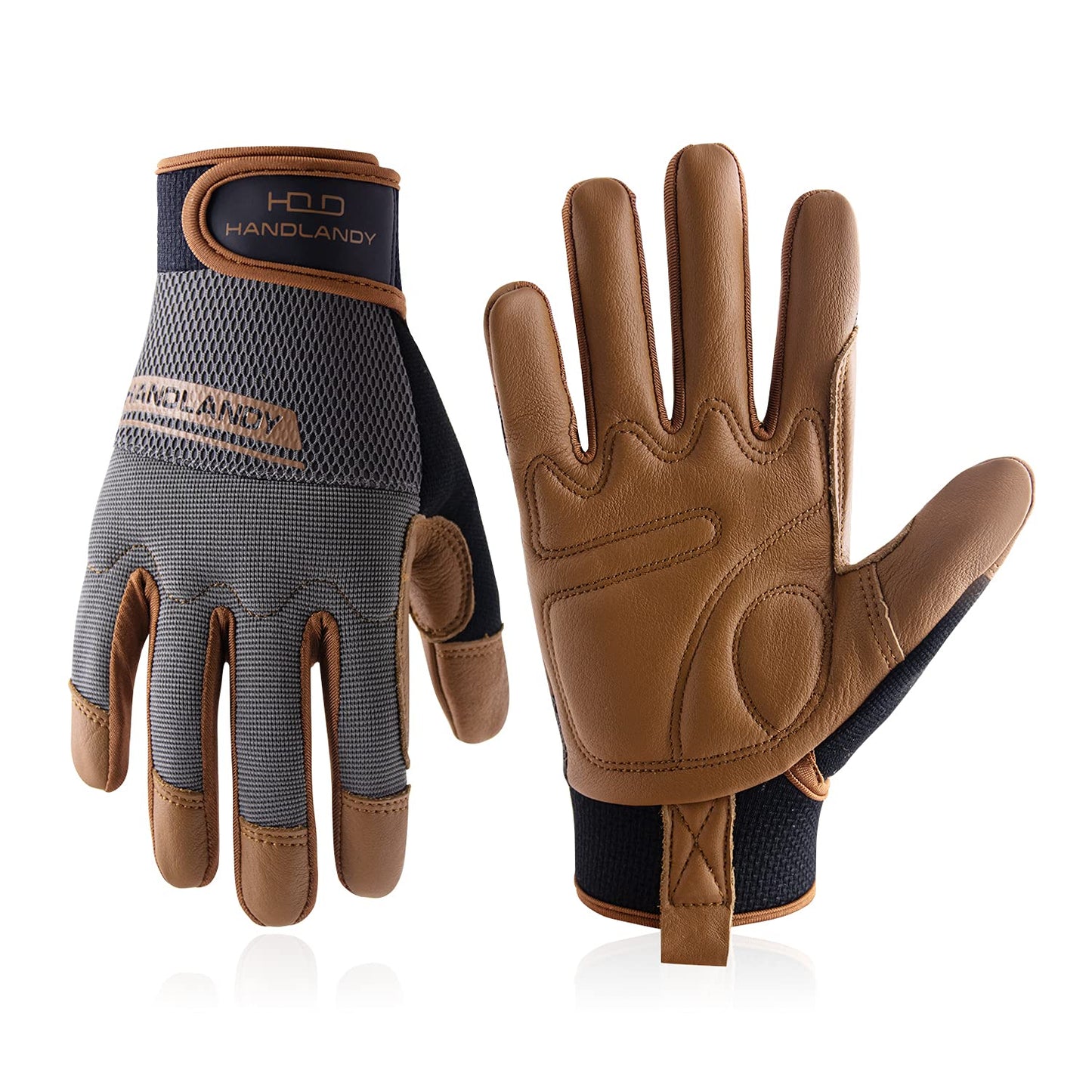 HANDLANDY Leather Work Gloves: Touch Screen Utility