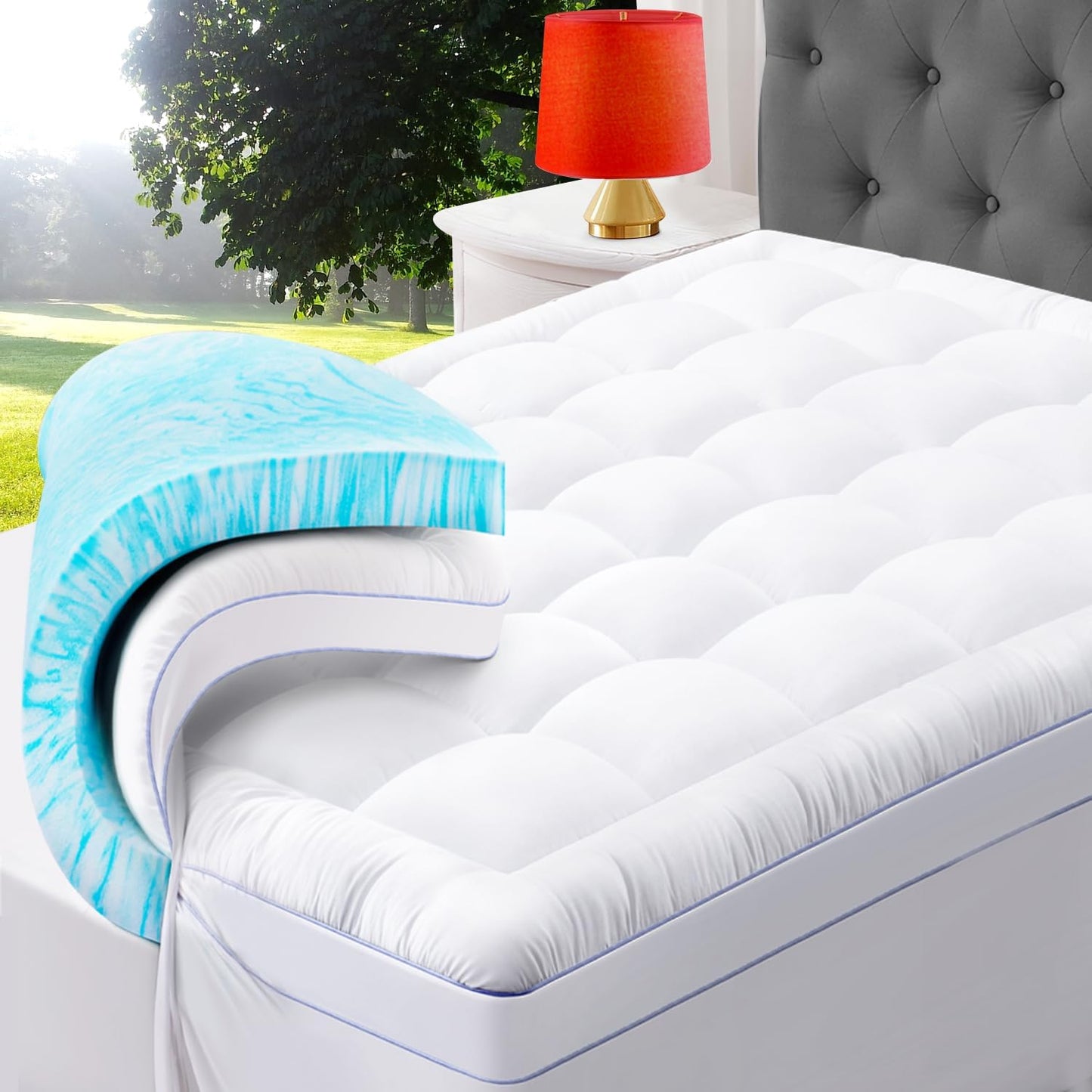ABENE King Size Dual Layer 3 Inch Memory Foam Mattress Topper