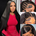 250 Density 13x6 Full Lace Frontal Wigs Human Hair Straight - Natural