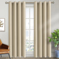 Room Darkening Curtains 84 in Grommet Thermal Insulated Drapes - Beige