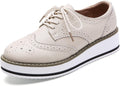 Womens Platform Lace-Up Wingtips Square Toe Oxfords - Classic Style
