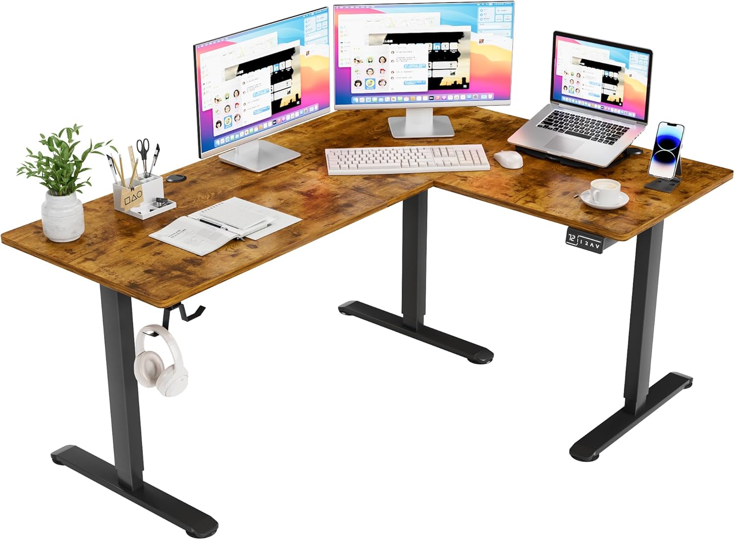 Furmax 63 x 48 Inch L Shaped Standing Desk for Home Office