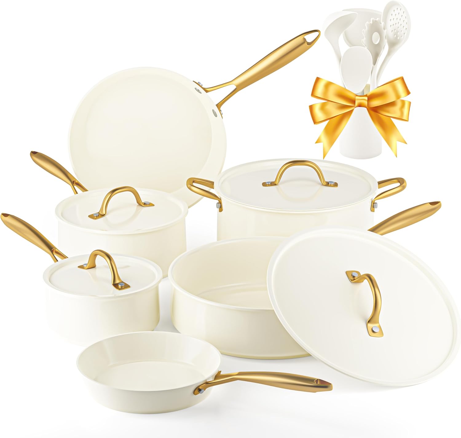 Non Stick Pots and Pans Set - VONIKI Ceramic Cookware Set