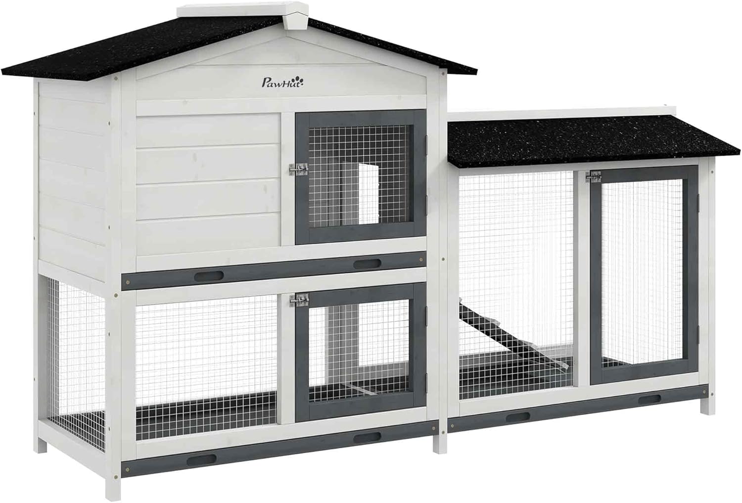 PawHut 62 Rabbit Hutch for Rabbits, Guinea Pigs, and More