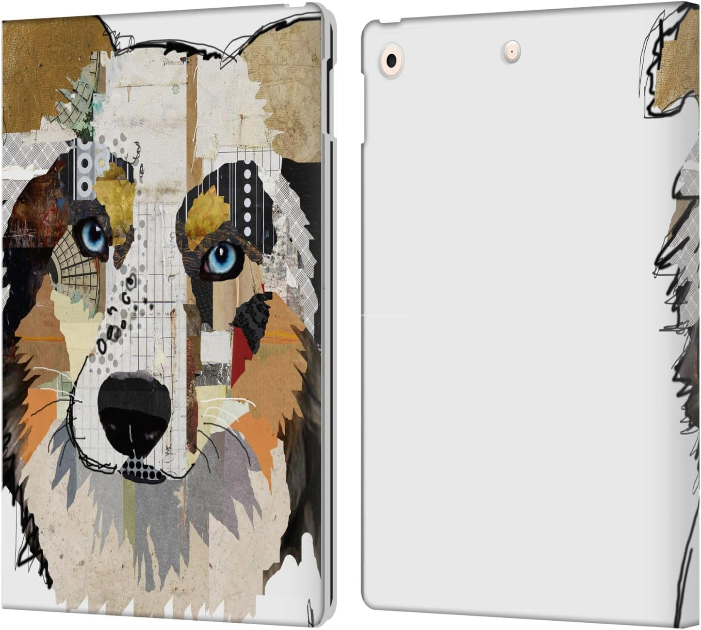 Michel Keck Australian Shepherd Dogs Leather Wallet Case for iPad