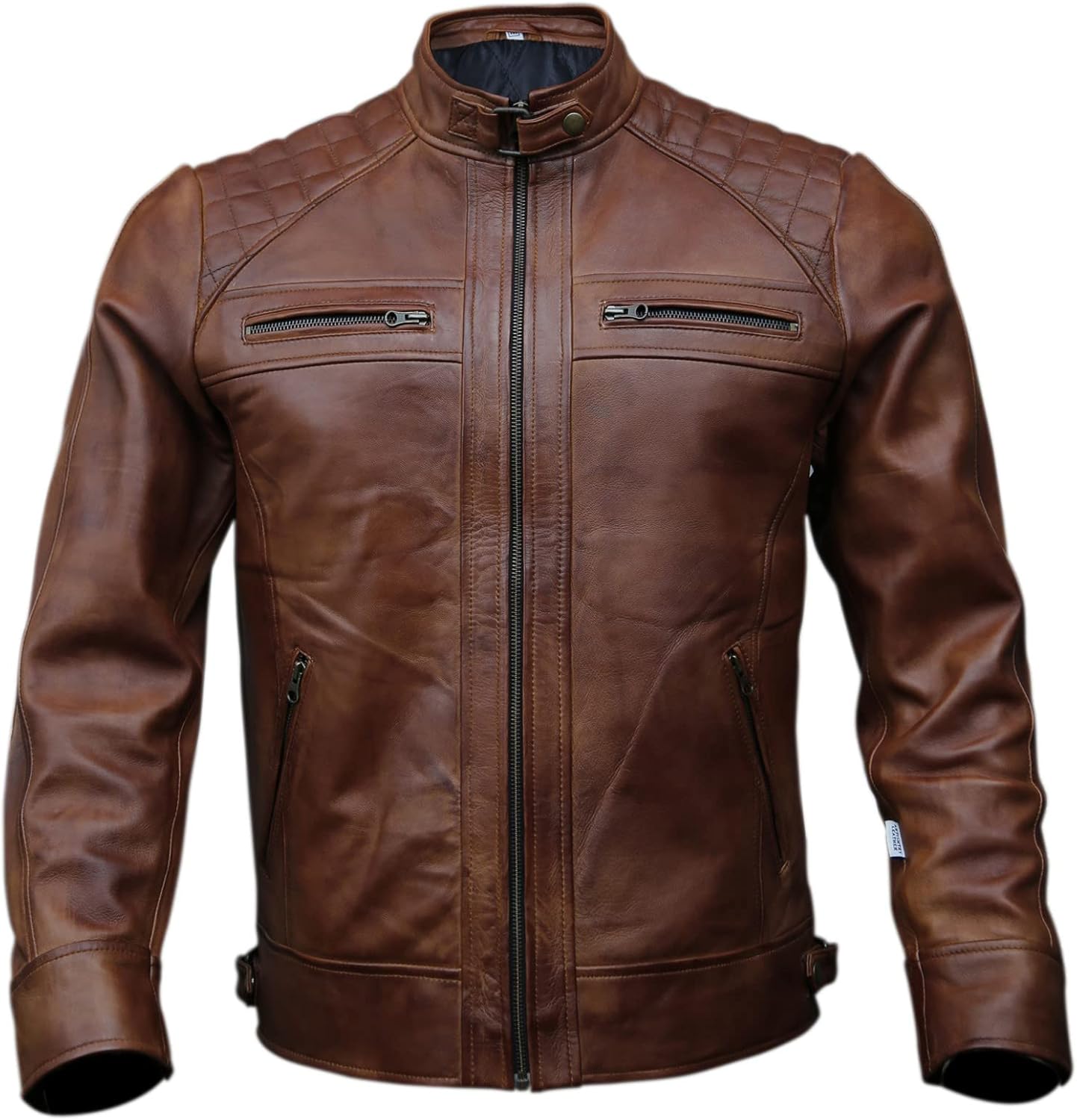 Mens Genuine Leather Biker Jacket Black | Vintage Brown Style