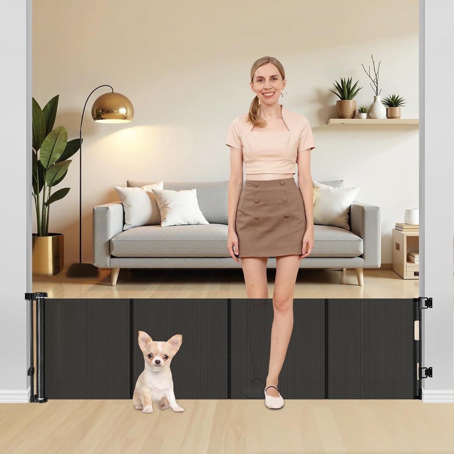 Retractable Dog Gate 20 Inch Tall for Small Pets and Puppies