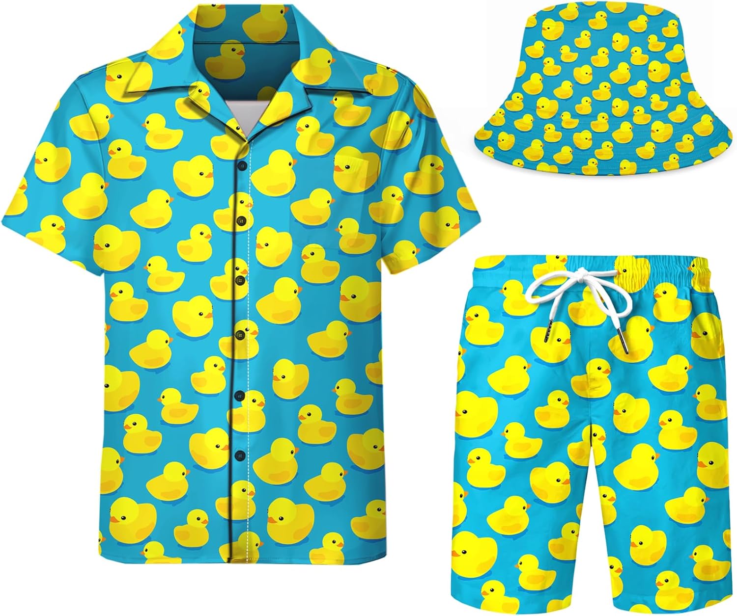 Men's 2 Piece Tracksuit with Funny Hawaiian Shirts and Shorts