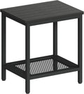 Outdoor Side Table with Storage 2-Tier Patio End Table - Weather