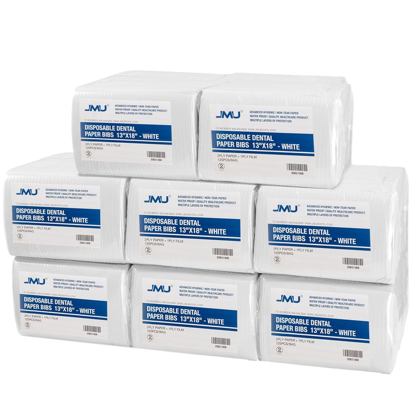 JMU 1000 Dental Bibs - Disposable 2-Ply Tissue and Film